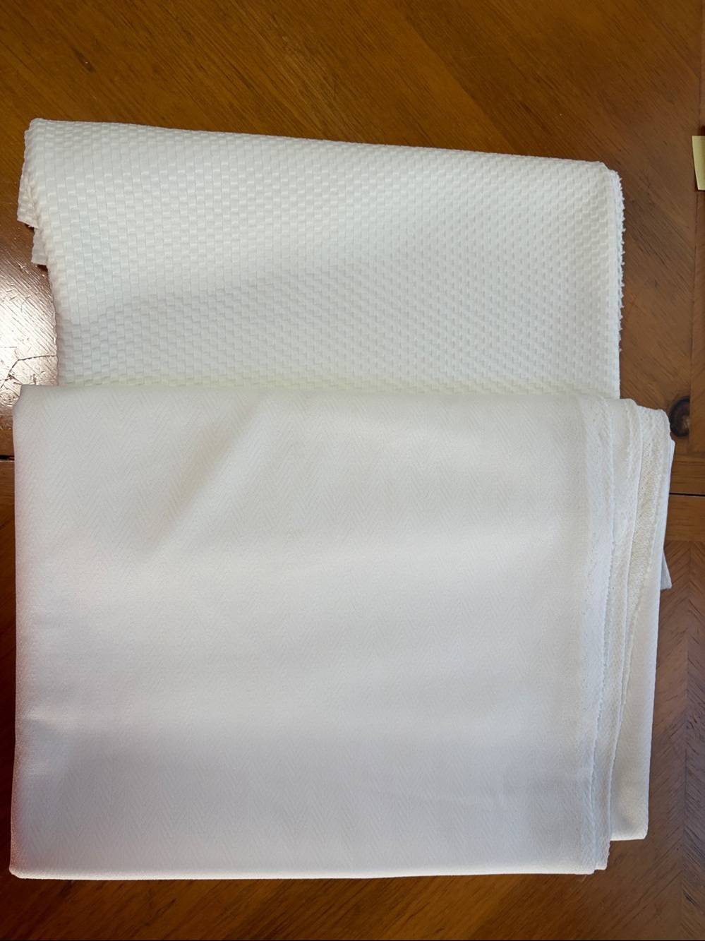 Fabric, 58”x29”+60”x78”White Polyester Knit